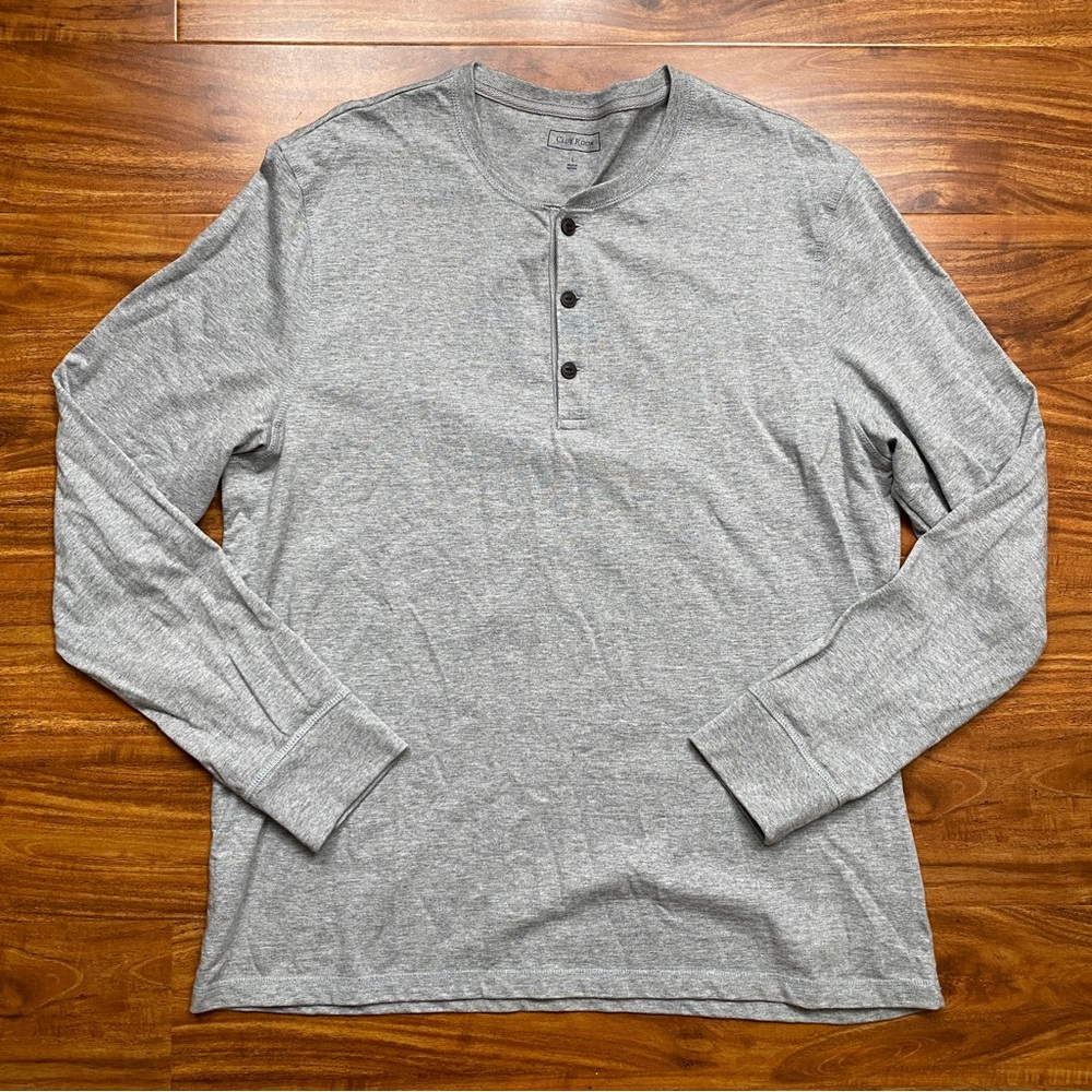 Club Room Men's Gray 1/3 Button Front Soft Long Sleeve Shirt Size Large Casual